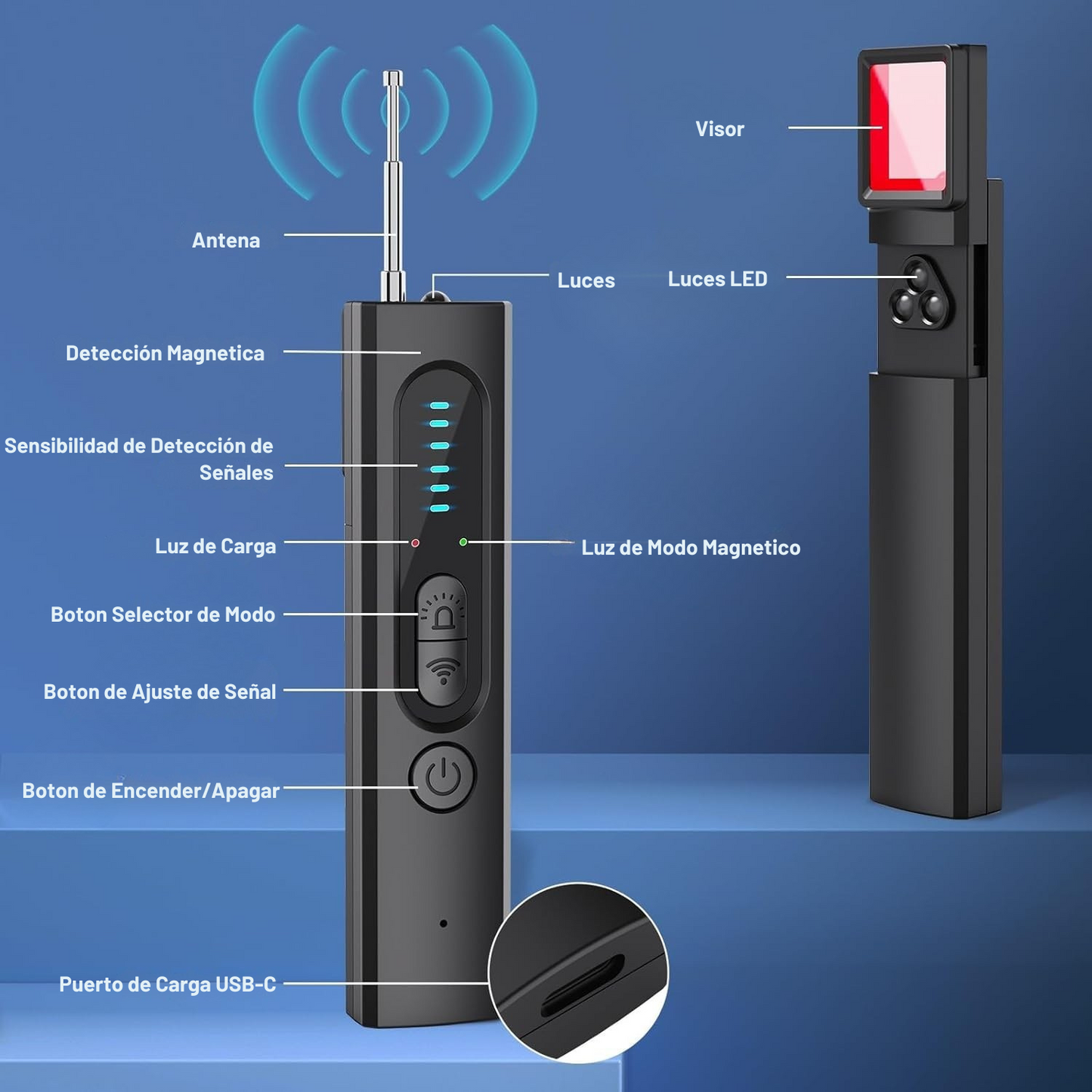 Detector de Camaras Ocultas X23 - Tecnología de nivel militar con detección incorporada de señales RF y rastreo GPS